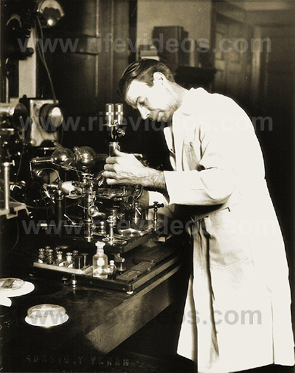 Dr. Rife with Ray tube and Microscope